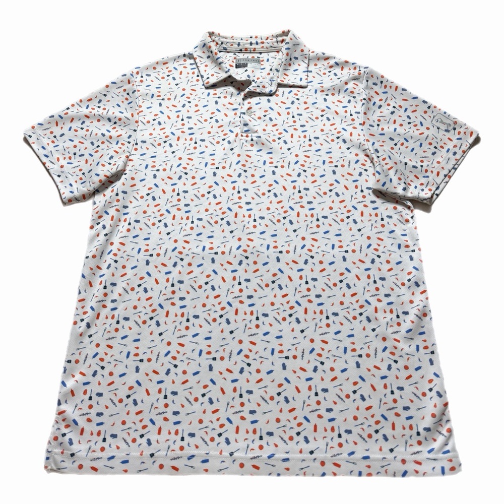 PGA Tour Men’s Pro Series Golf White Graphic Print Polo M Cook Out BBQ Picnic